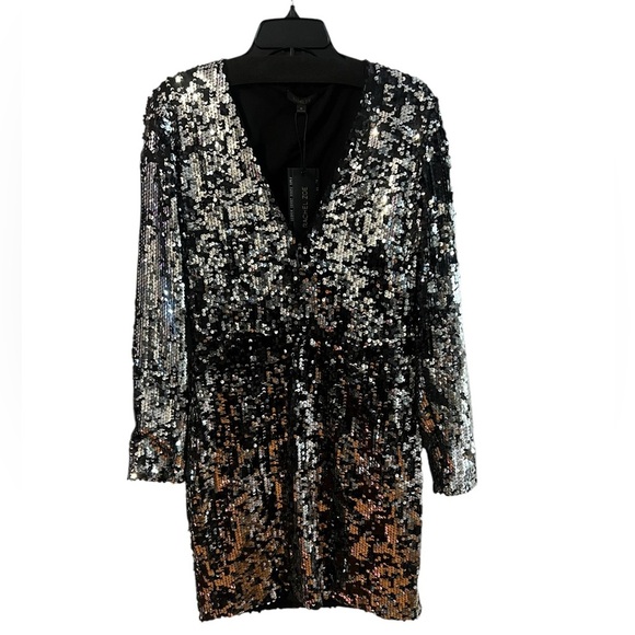 Rachel Zoe Micah Sequin Mini Dress - Size 10 - Black and Silver - Brand New! - Picture 1 of 10
